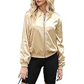 Argstar Women's Bomber Jacket Lightweight Casual Windbreaker with Pockets S-XXL