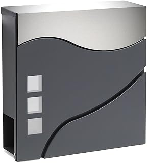 Moderner Design Briefkasten V28 Anthrazit pulverbeschichtet Wandbriefkasten Edelstahl Zeitungsrolle