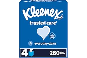 Kleenex Trusted Care Facial Tissues, 4 Cube Boxes, 70 Tissues per Box, 2-Ply (280 Total Tissues), Packaging May Vary