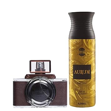 Maryaj Zoom Pour Homme Eau De Parfum Spicy Woody Perfume 100ml for Men and Ajmal Aurum Femme Deodorant Fruity Floral Fragrance 200ml for Women + 2 Parfum Testers FREE