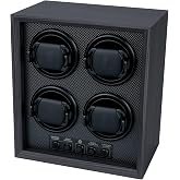 Mcbazel Watch Winder for 4 Automatic Watches, 5 Rotation Modes Watch Box Case with Super Quiet Motor, Ideal Gift for Men, Beloved, Women, Father - Ebony Pattern
