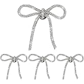 MBAIYO 4Pcs Rhinestones Pin Bow, Crystal Bow Brooch Pins, Silver Bows Pin Bowknot Rhinestone Sparkly Brooches for Women Hats Prom Wedding Party Dress Suit Shirt Buttons