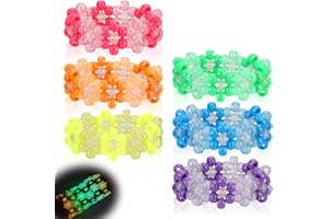 SMAODSGN 6 Pcs Flower Kandi Bracelets Glow In The Dark Stretch Rave Candy Bracelets Multi Color Beaded Flower Kandi Cuff Rave Accessories Jewelry Music Party Favor for Women Friends EDM Party Music Festival