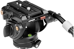 Cayer K6 Fluid Head, Metal Camera Tripod Head with Adjustable Pan Handle, Heavy Duty Video Tripod Pan Tilt Head for Video Cameras, DSLR Cameras, Telescope,Tripod, Monopod, up to 17.6 lbs