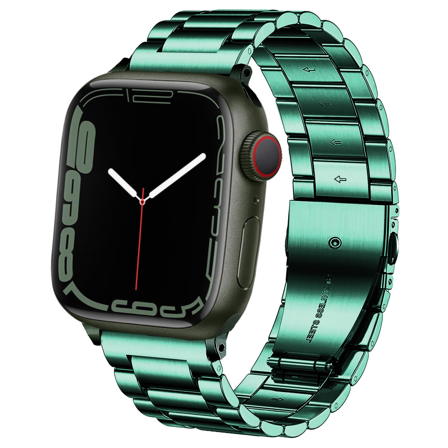 DEALELE Bands Compatible with iWatch 38mm 40mm 41mm, Solid Stainless Steel Metal Strap Replacement for Apple Watch Series 8 / 7 / SE / 6 / 5 / 4 / 3 Women Men, Green