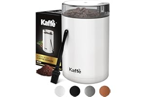 KAFFÈ Kaffe Coffee Grinder Electric. Best Coffee Grinders for Home Use. (14 Cup) Easy On/Off w/Cleaning Brush Included. White