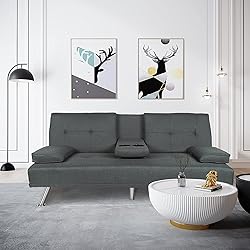 ERYE Linen Upholstered Futon Sofa Loveseat