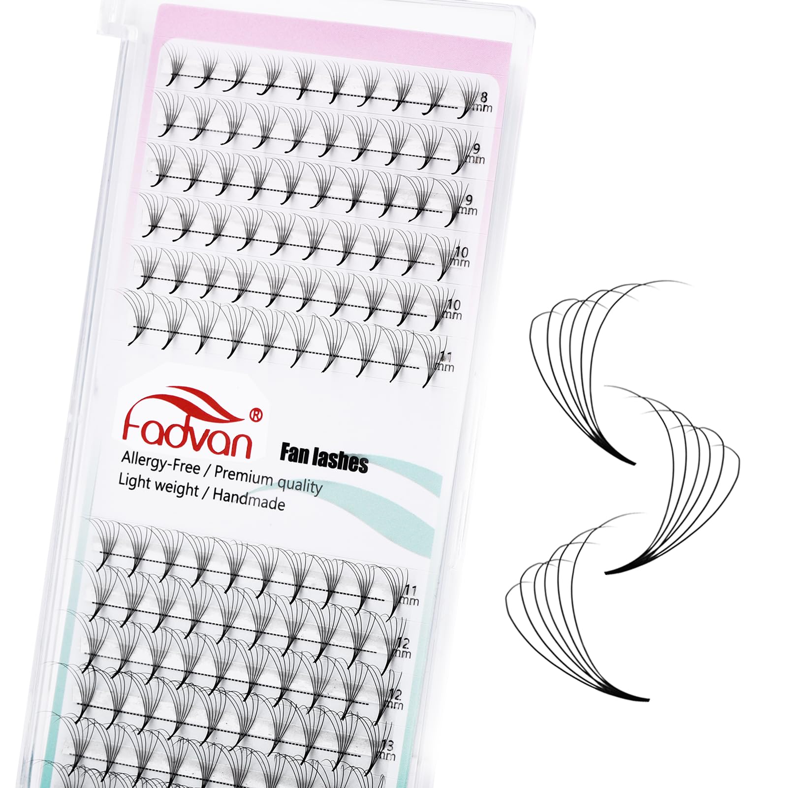 Pre Made Fans Lashes 6D Pointy Base Premade Eyelash Extension 0.07mm C Curl 8-14mm Mixed Length Volume Russian Lash FADVAN(6D-0.07C-MIX) — image 1