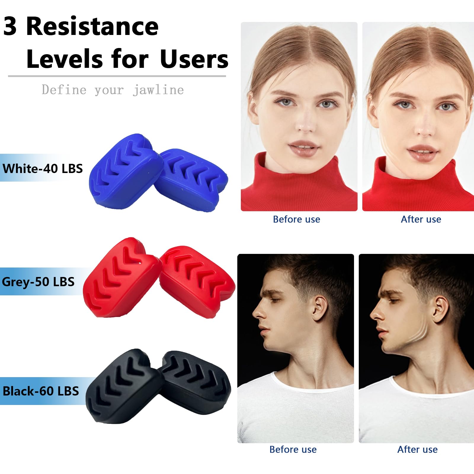FGVOPJM Jawline Exerciser for Man and Woman 3 Resistance Levels (6 pcs) BPA Free Silicone Jaw Exerciser Gum Tablets Jaw Trainer & Jaw Exerciser Shaper for Beginner, Intermediate & Advanced Users