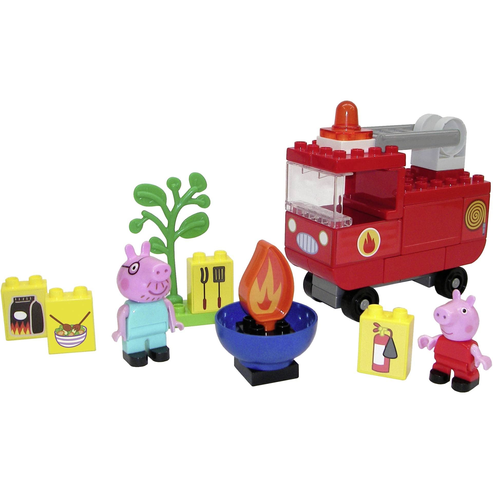 BIG-Bloxx Peppa Pig Fire Engine - Peppa's Fire Brigade, Construction Set, Big Bloxx Set Including Peppa and Dad Pig, 40 Pieces, for Children from 18 Months