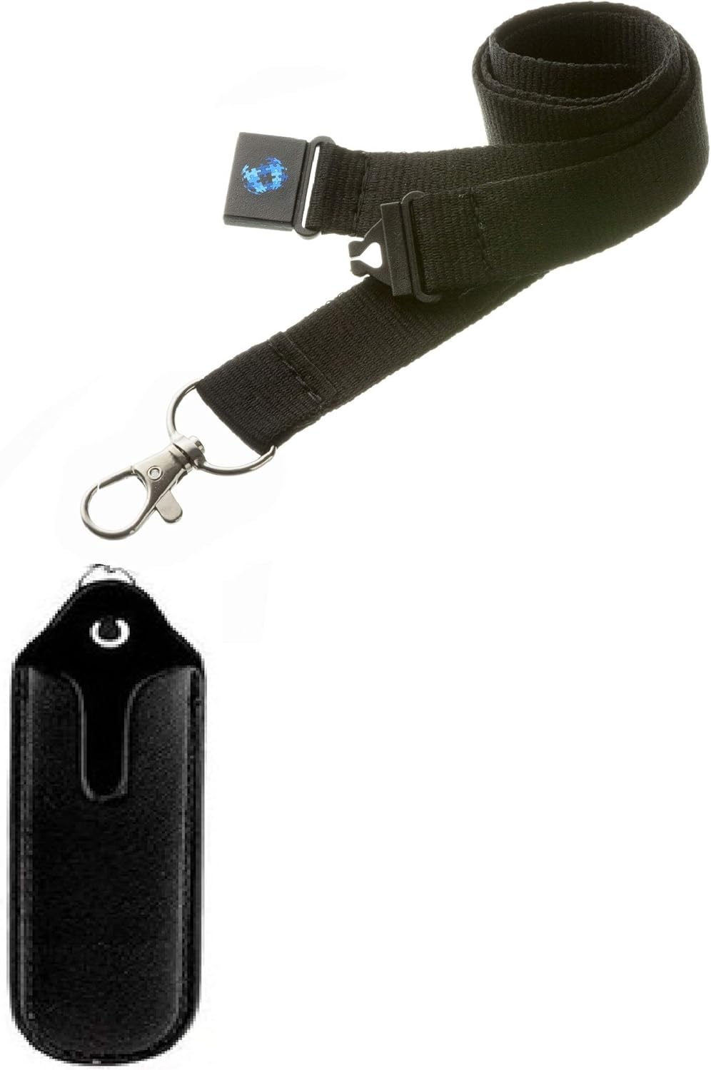 E CIG/Shisha Pen 20MM HIGH Quality Lanyard with Safety Breakaway & Matching Leather Faux CASE Holder (Black)