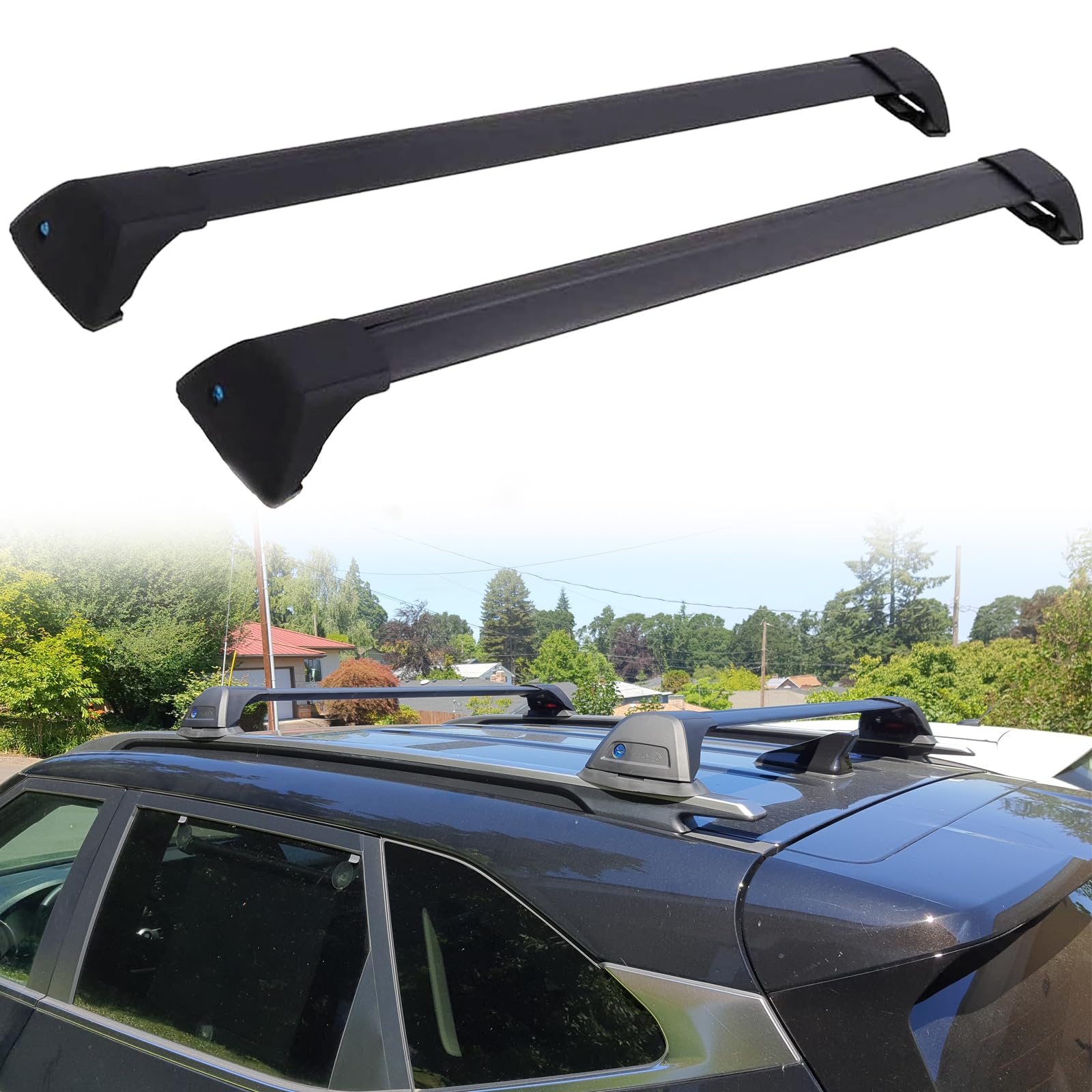 Photo 1 of 2 Pieces Black Crossbars Fit for Kia Seltos KX3 2021 2022 2023 2024 2025 Lockable Roof Racks Cross Bars Capacity 165 lbs