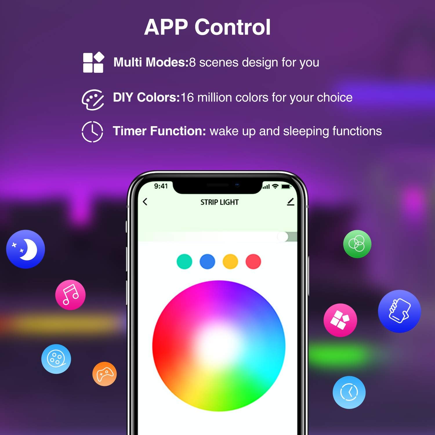 Led Strip Lights, Smart WiFi Led Lights 16.4ft Works with Alexa and Google Home, App Control, 16 Million Colors, Music Sync, RGB Color Changing Led Strips for Bedroom, Home, Tv, Kitchen, Party: Home Improvement