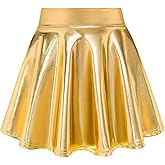 KEREDA Girls Metallic Skater Skirts Shiny Flared Holographic Skort