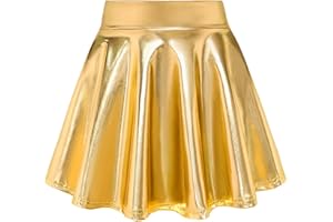 KEREDA Girls Metallic Skater Skirts Shiny Flared Holographic Skort