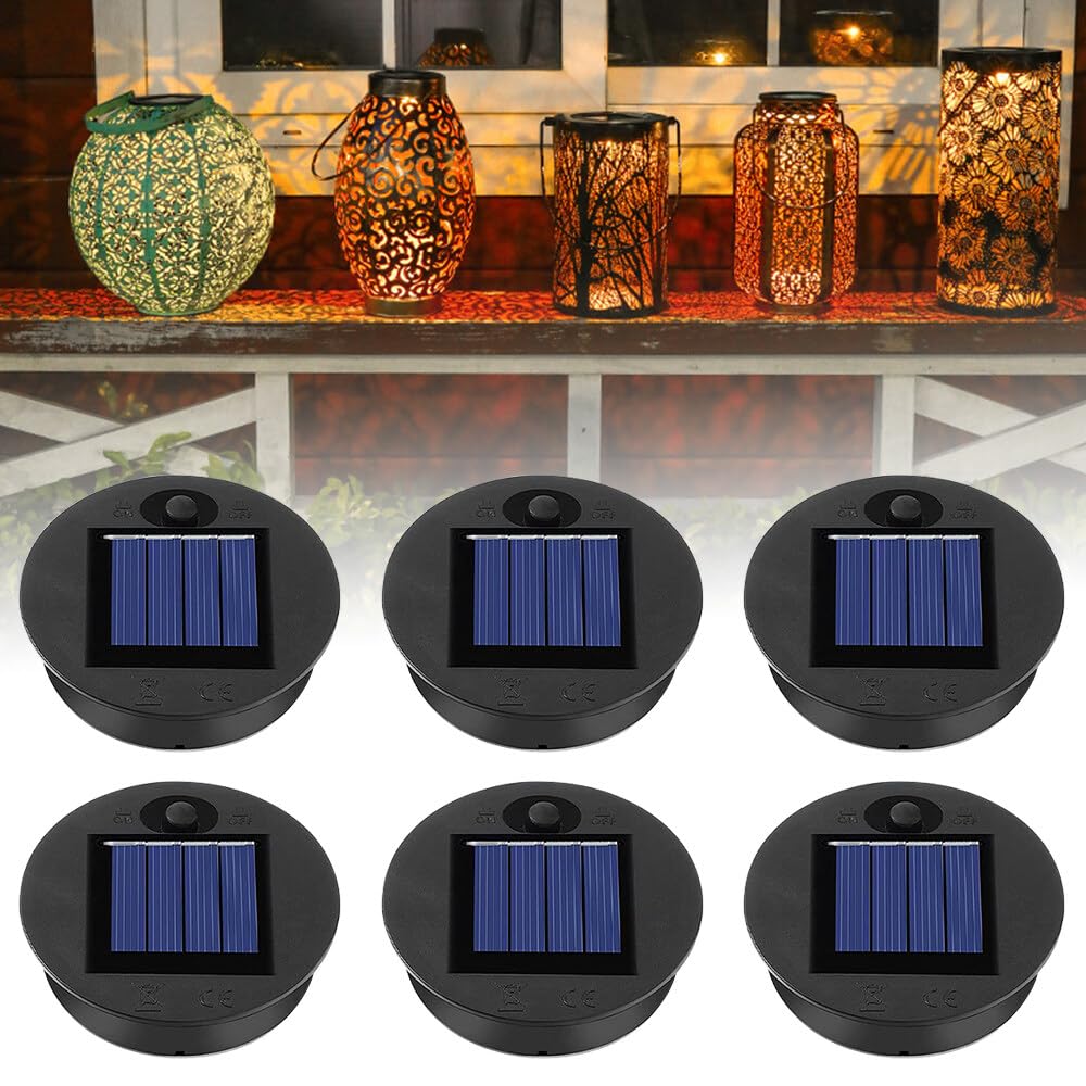 BFXMV Replacement Solar Panels for Garden Lights, 6 Pack Solar Lights Replacement Top, Lantern Lid Lights Bulb Replacement Part, 7CM IP44 Replacement Solar Panels, DIY Replacement Decor Light