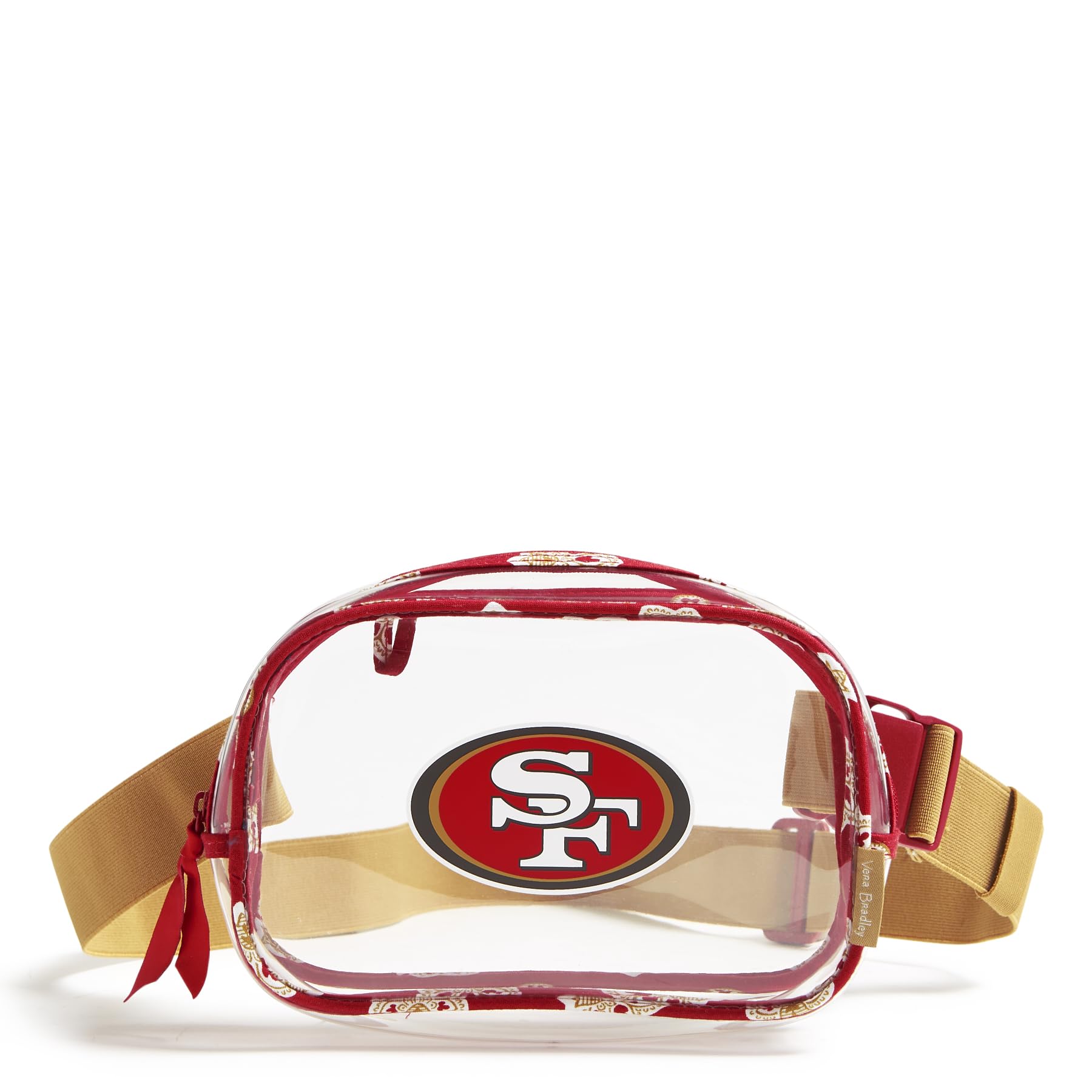 Vera Bradley Women’s NFL Clear Small Belt Bag, Dk Red/Yellow Bandana with San Francisco 49ers, One Size