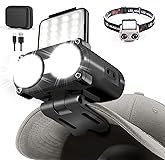Hopedone LED Hard Hat Light, 800Lumens Rechargeable Dimmable Clip on Cap Lights, 180°Adjustable Hat Flashlight Headlamp Waterproof for Running, Camping, Hunting, Cycling (Black)