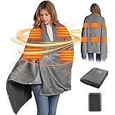16000mAh Heated Blanket Battery Operated Soft Cordless Heated Blanket Shawl Portable Heated Throw Blanket Poncho Wraps Fast Heating with 3 Heat Levels 6 Heating Zones