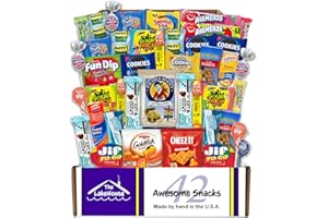 Snacks Variety Pack for Kids - 42 Count Snack Packs Variety Box - Camp Care Package Girl or Boy - Salty Sweet Snack Box - Snack Pack Candy Gift Baskets by The LakeHouse
