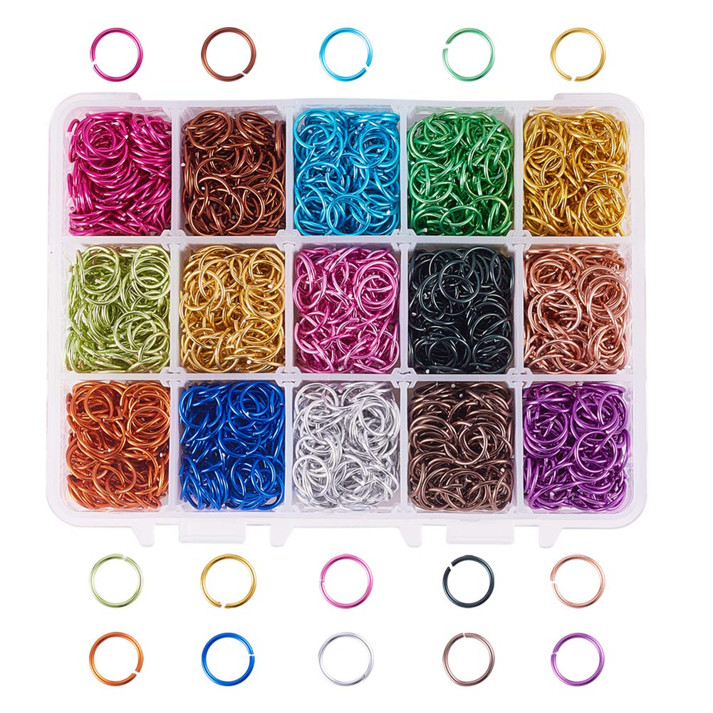 PH PandaHall 15 Color 10mm Open Jump Rings, 1950pcs Aluminum Jump Rings for Choker Necklaces Bracelet Chain Maille Chainmail Jewellery Making