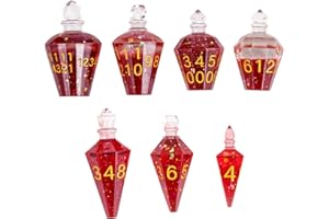CRITALLIC 7PCS Potion DND Dice Set,Transparent Sharp Edge Dice Set D&D RPG Polyhedral Die,for Dungeons & Dragons, Pathfinder, and TTRPG Roleplaying Games (Red)