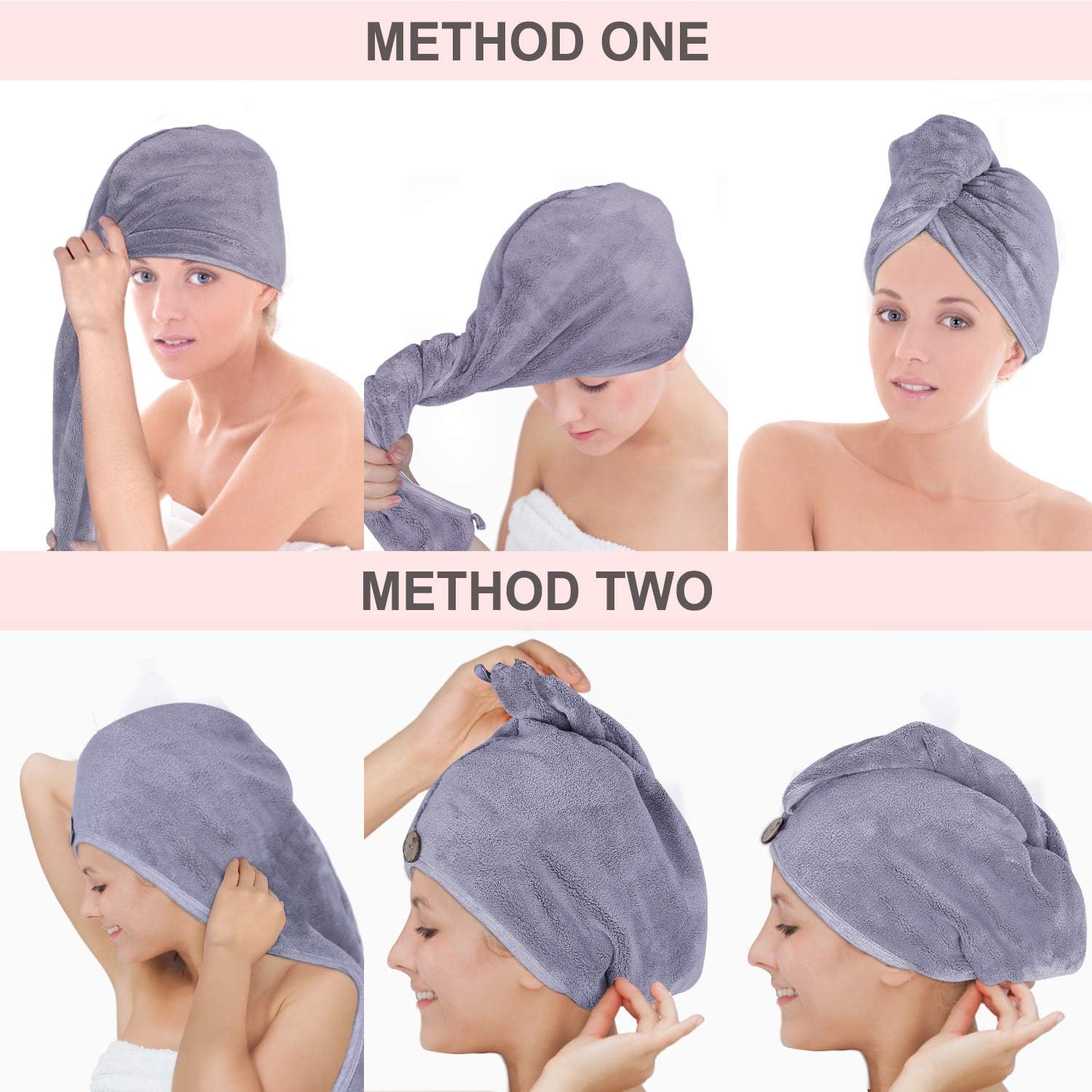 Microfiber Hair Towel Wrap Set - Anti Frizz Microfiber Hair Towel for Curly Long Hair Drying Towels with Makeup Headband-Quick Magic Hair Dry for Women- Gift Box: Home & Kitchen
