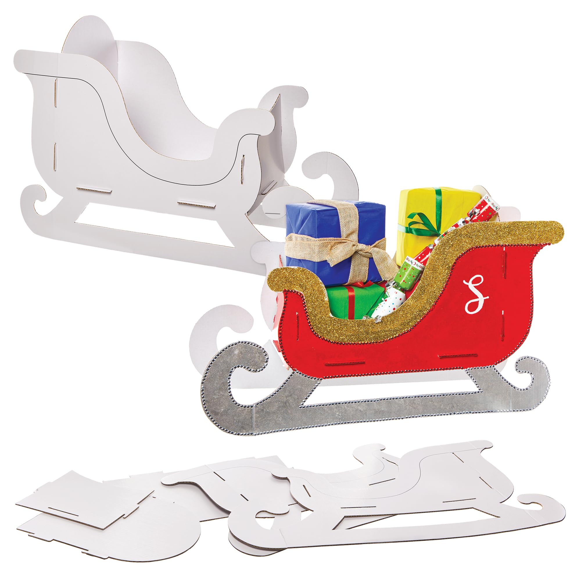 Baker Ross FN323 Build Your Own Giant Christmas Sleigh - Christmas Arts and Crafts for Kids, Christmas Decorations