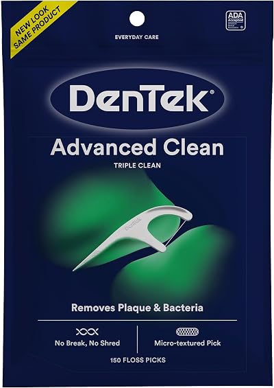DenTek Triple Clean Mint Flavoured Floss Picks 150 Pack Fluoride Coated