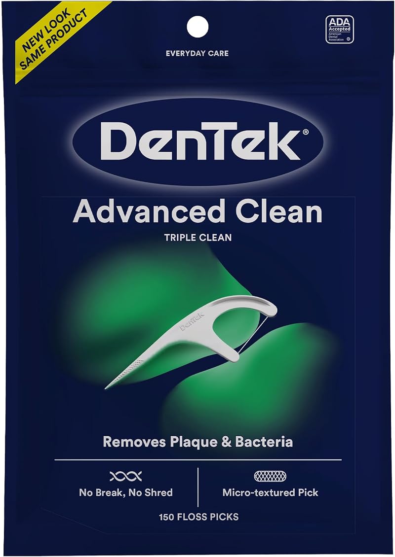 DenTek Triple Clean Mint Flavoured Floss Picks 150 Pack Fluoride Coated