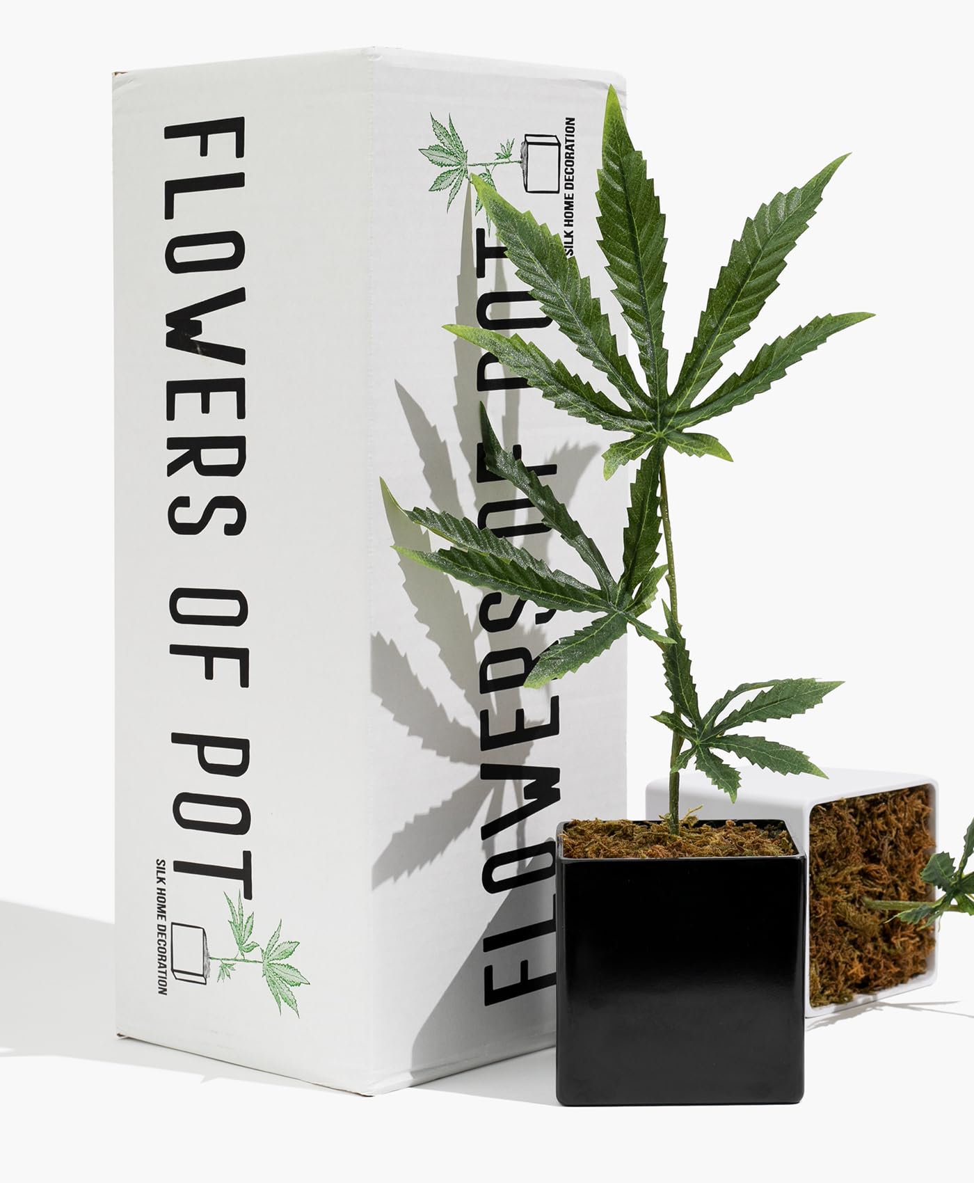 Photo 1 of 15 Inch Cannabis Fake Weed Plant for Home Decor with Black Pot – Lifelike Artificial Marijuana Leaf, Zero Maintenance Faux Indoor Plant for Room, Office, Shelf, Pranks & Gifts, UV Resistant