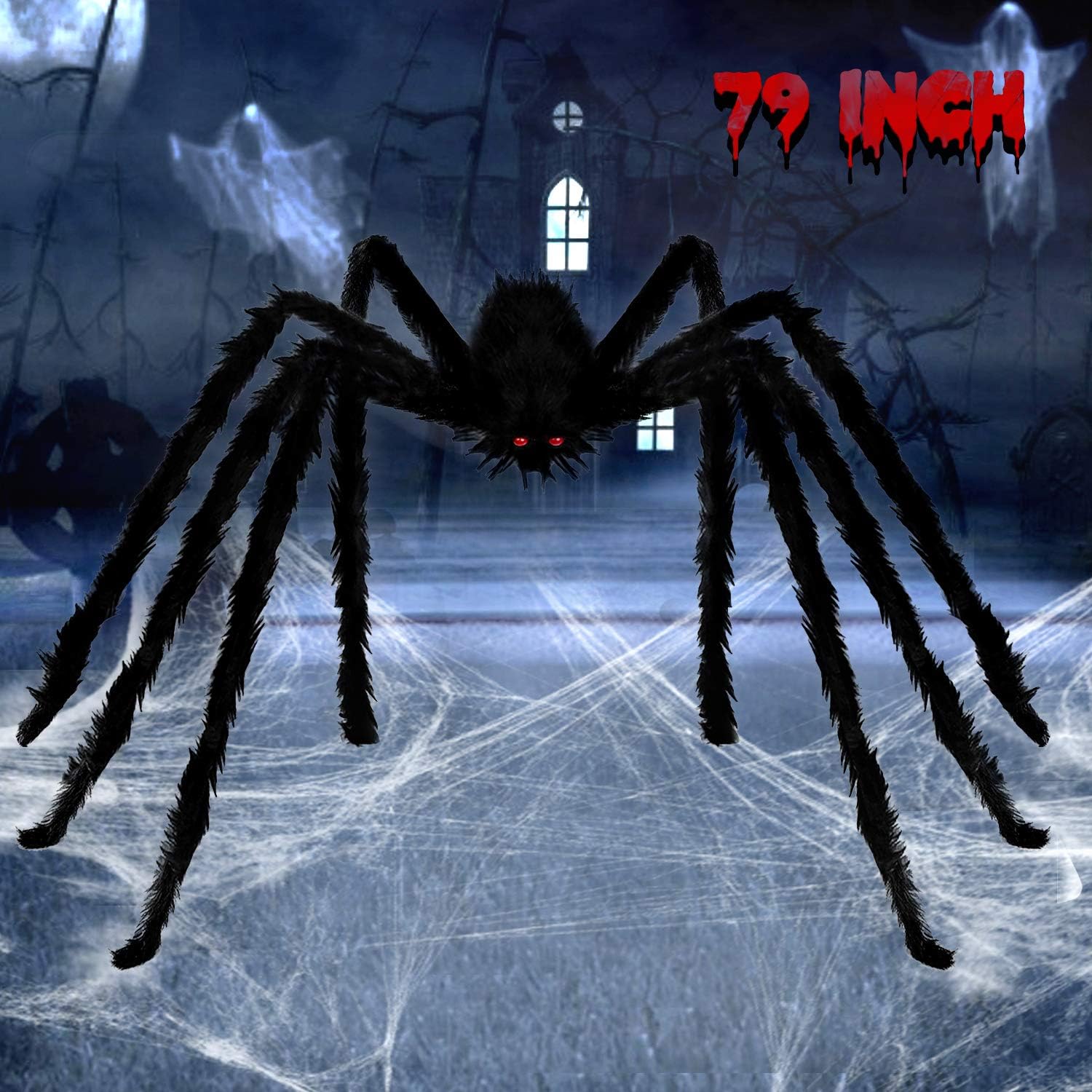 BELANT 6.6FT Giant Hairy Spider Halloween Decorations Scary Outdoor Yard Decor, Black : Garden & Outdoor