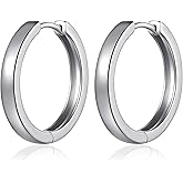 JiaYangJY 18K White Gold/Gold Plated Hoop Earrings for Men Women 18mm-25mm 316L Stainless Steel Hoop Earrings