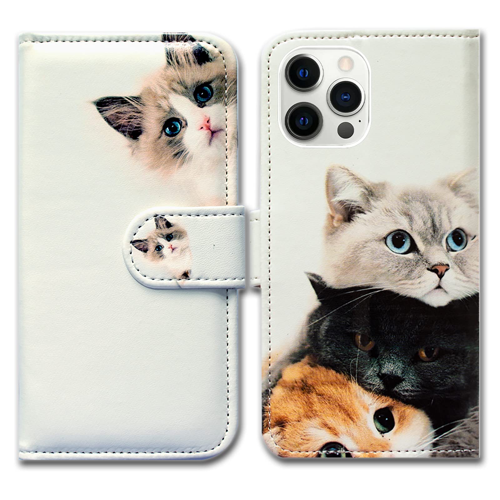Bcov iPhone 13 Pro Max Case, Cute Brown Cat Leather Flip Phone Case Wallet Cover with Card Slot Holder Kickstand For iPhone 13 Pro Max