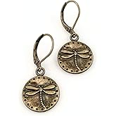 Antiqued Gold Plated Dragonfly Earrings