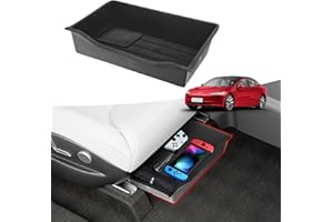 LANSAN Tesla Model Y Under Seat Storage Box Organizer - Upgraded Flocking anti-vibration anti-noise Hidden Storage Box, Underseat Storage Organizer Compatible with Tesla Model Y 2021 2022 2023 2024 (1Pack)