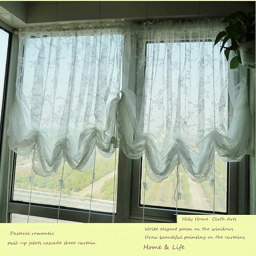 Amazon Com Holy Home White Lace Voile Embroidery Sheer Pastoral