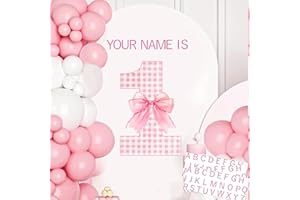 Custom Name 1st Birthday Signs for Backdrop Baby Girl First Birthday Viny Decals for Pink Bow Balloon Arch Supplies Number 1 