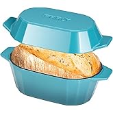 Enameled Cast Iron Dutch Oven for Bread Baking – 3QT Oval Round Heavy Duty Bread Pan with Lid, Non-Stick Ceramic Coating,Loaf Cast Iron Bread Oven for Sourdough, Baking, Roasting, Braising, Stovetop & Oven Safe