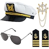 CiviLight Yacht Captain Hat Accessories Halloween Captain Costume for Men Yacht Rock Party Attire Womens Sailor Costume