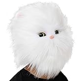 CreepyParty Plush Persian Cat Mask - Animal Halloween Costume for Parties, Cosplay, Photo Booth Props, and Pranks - Funny Gag Gift for Adults