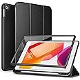 SURITCH for iPad 9th/8th/7th Generation, iPad 10.2 Case, [Built in Screen Protector] [Pencil Holder] Lightweight Leather Case Smart Cover and Magnetic Trifold Stand for iPad 2021/2020/2019(Black)