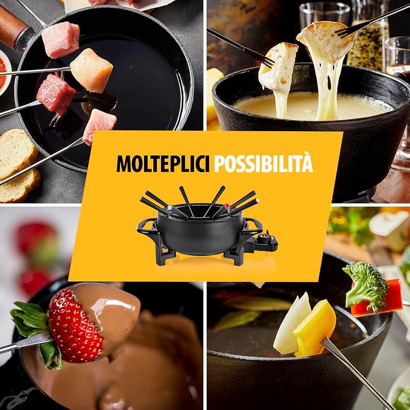 Fonduta Elettrica, 1,5 L, 1000 W, per 8 Persone, Anello Antispruzzo