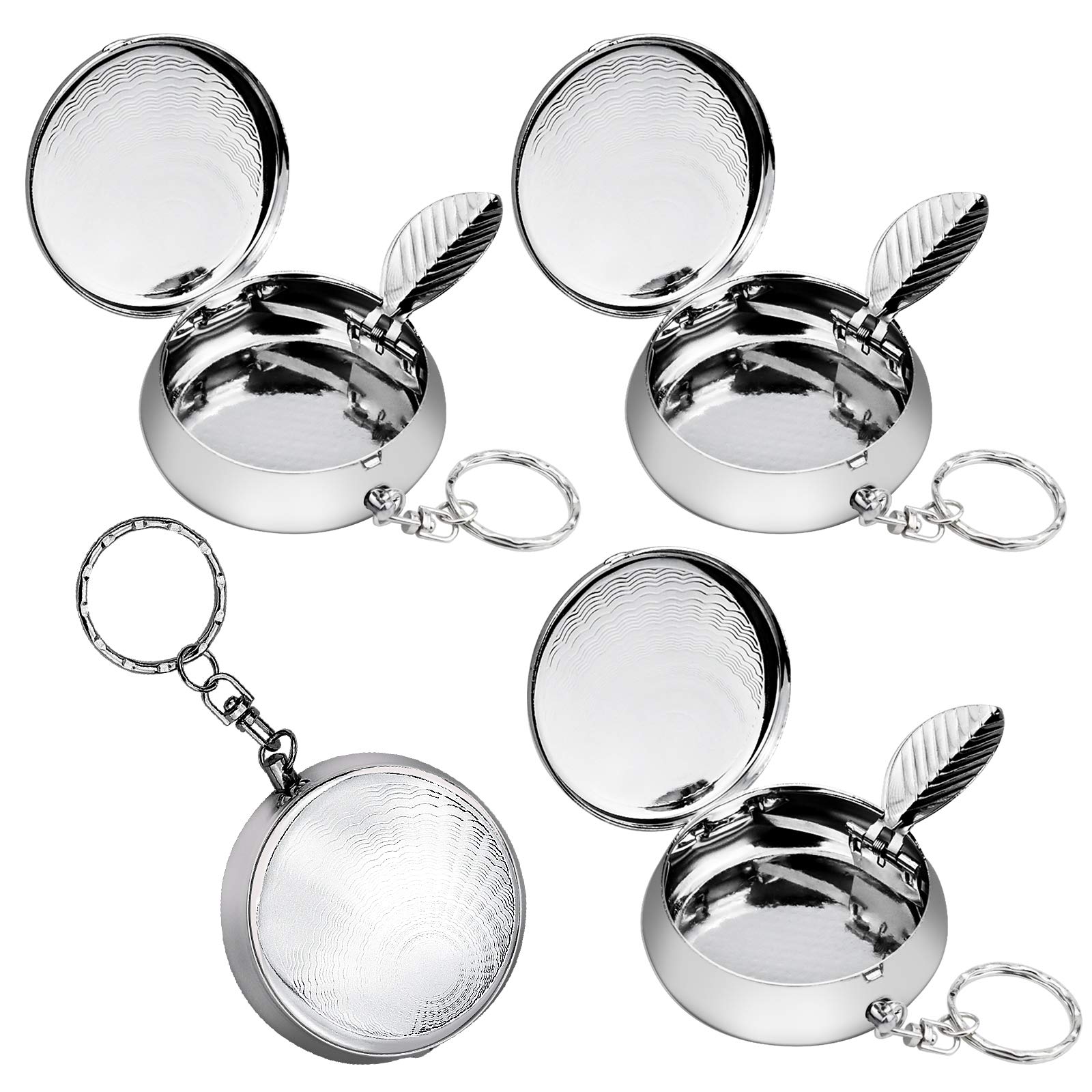 4 Pcs Mini Key Chain Ashtray, Portable Key Chain Ashtray Pocket Ashtray for Indoor Outdoors