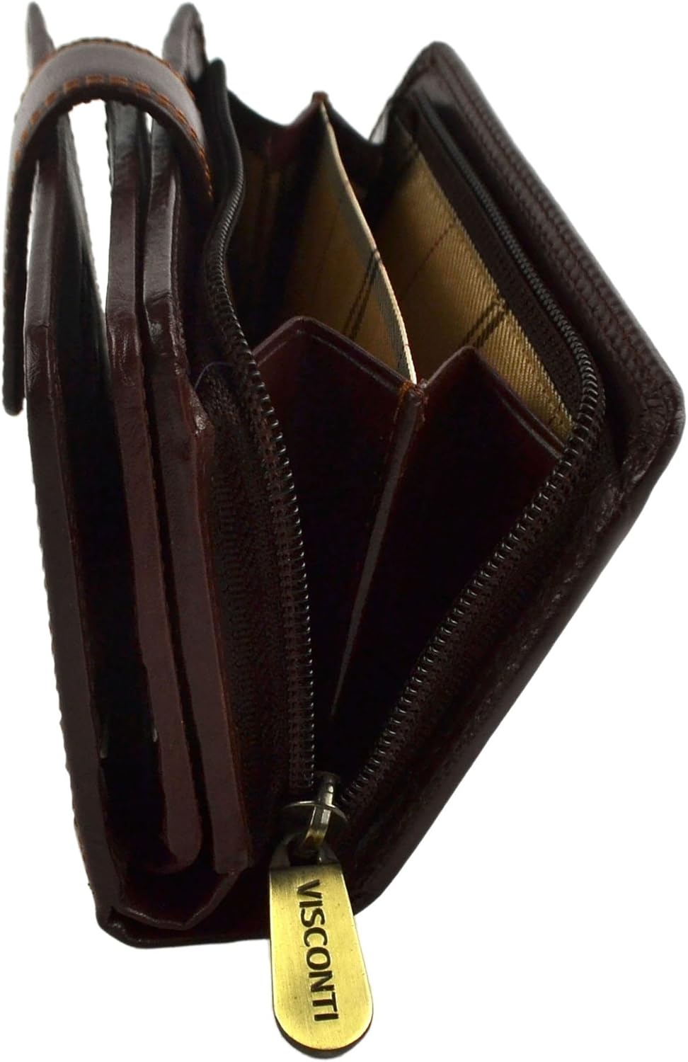 Visconti Leather Ladies Purse Monza Brown, Dimensions: Approx 17cm x 9cm ( 6.75" x 3.5" ) - Image 5