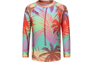MARDONSKEY Girls Long Sleeve Swim Shirt Rash Guard Swimsuits for Girls UPF 50+ Sun Protection Bathing Suit Hawaiian Swimwear 3-16 Years