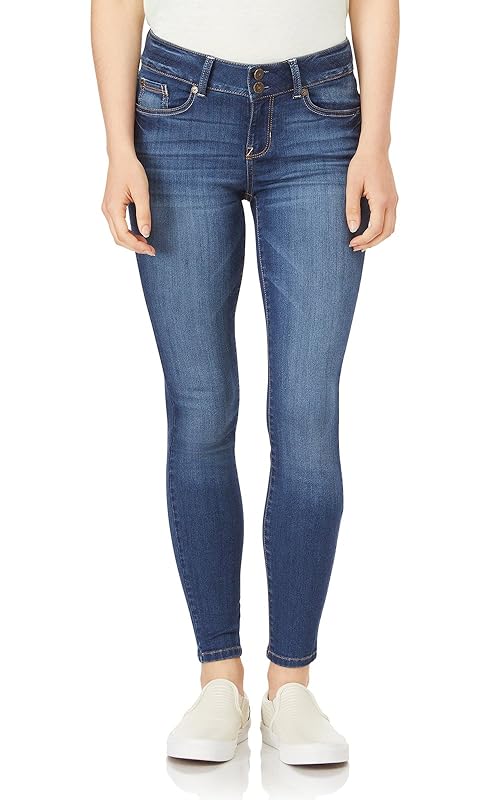 WallFlower Women's Ultra Skinny Mid-Rise Insta Soft Juniors Jeans (Standard and Plus), Hayden Pure, 18 Plus