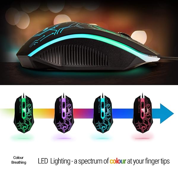 GAMING KEYBOARD AND MOUSE AND MOUSE PAD AND GAMING HEADSET, WIRED LED RGB BACKLIGHT BUNDLE FOR PC GAMERS AND XBOX AND PS4 USERS – 4 IN 1 EDITION HORNET RX-250