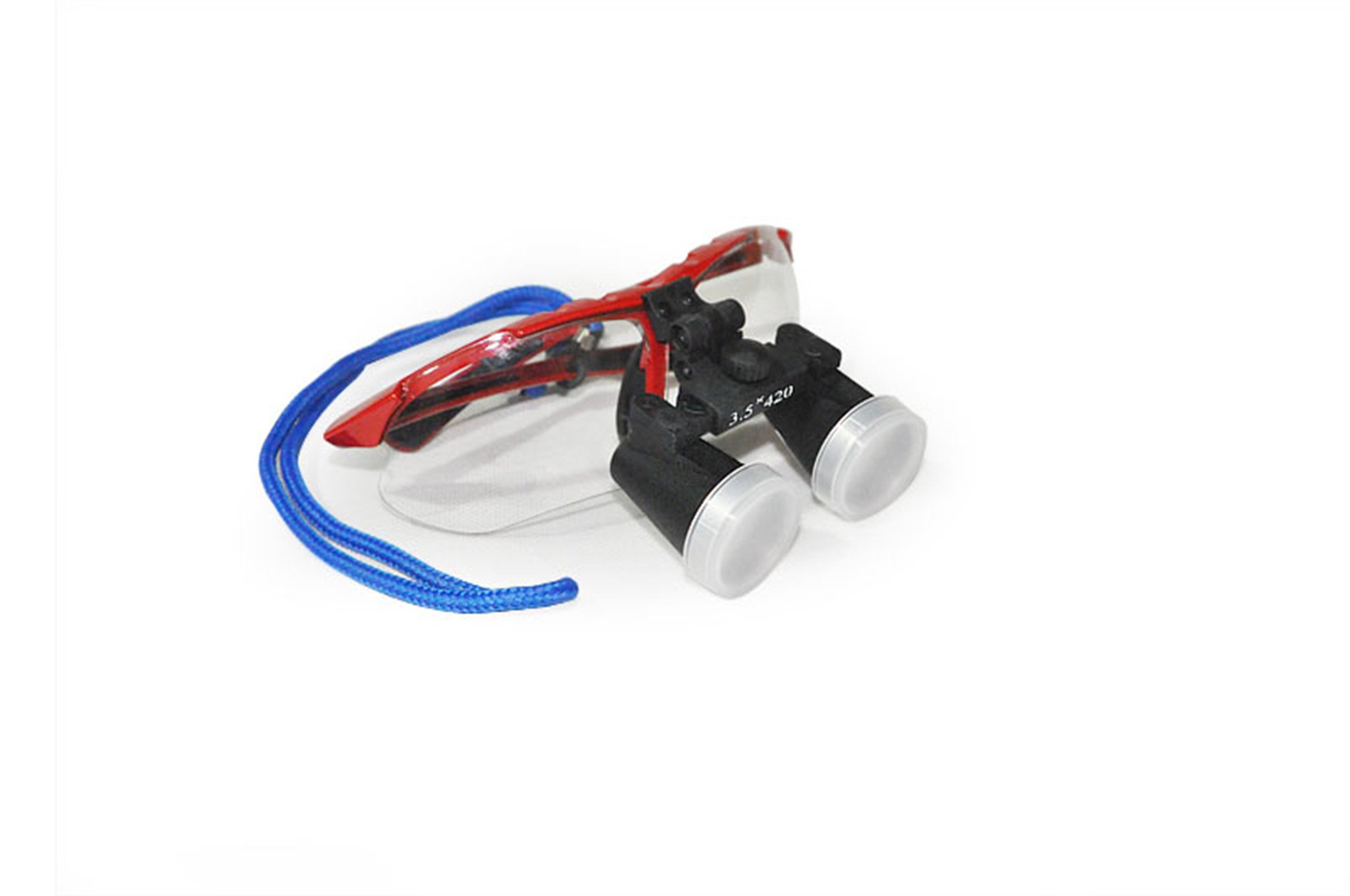 Denshine Médico Quirúrgico Dental Gafas Lupas Binoculares 3.5×420MM(Rojo)