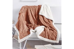 DISSA Sherpa Blanket Fleece Throw – 51x63, Caramel – Soft, Plush, Fluffy, Fuzzy, Warm, Cozy, Thick – Perfect for Couch, Bed, Sofa, Chair - Reversible Throw Blanket